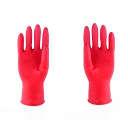 Red rubber latex gloves / household cleaning gloves supplier