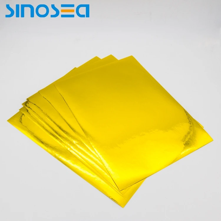 25/50/80Mic Glossy Gold/Silver PET Vinyl Self Adhesive Film Sticker