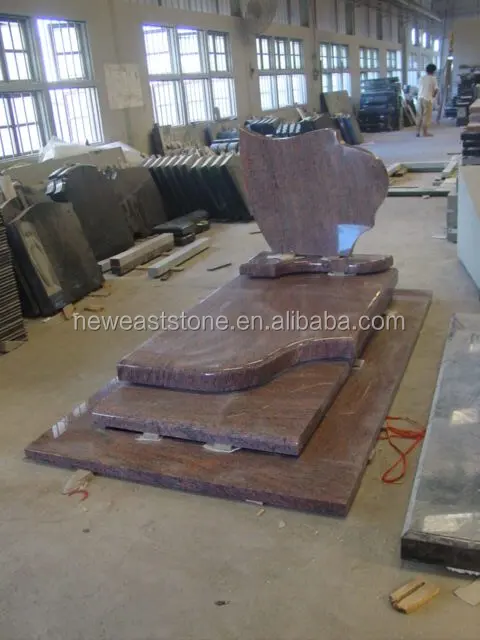 india red granite Italy headstone with bench