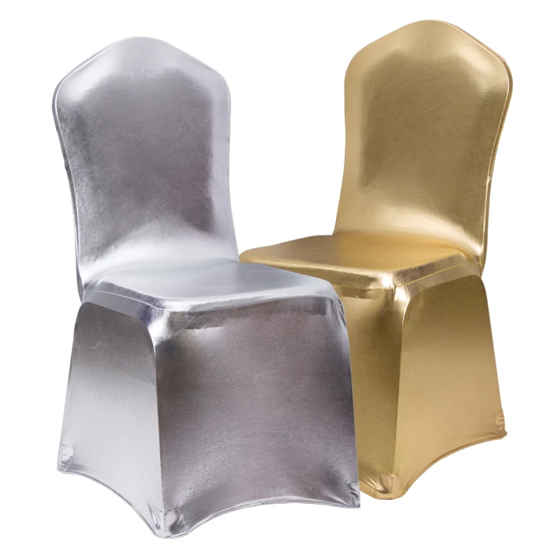 Универсальный Эластичный чехол для банкетного стула из спандекса цвета металлик золото оптом