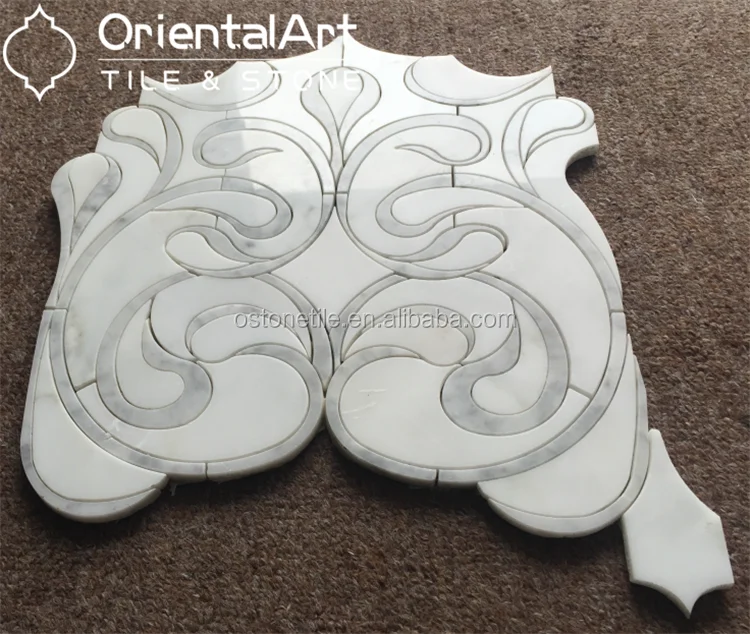 2017 natural water jet bianco carrara flower marble mosaic bathroom wall tile
