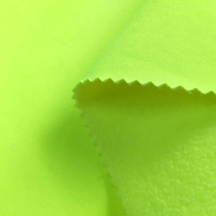 Make to order stretch fabric bonded fleece with TPU membrane 3 layers breathable waterproof 320gsm solid dyed fabric for garment