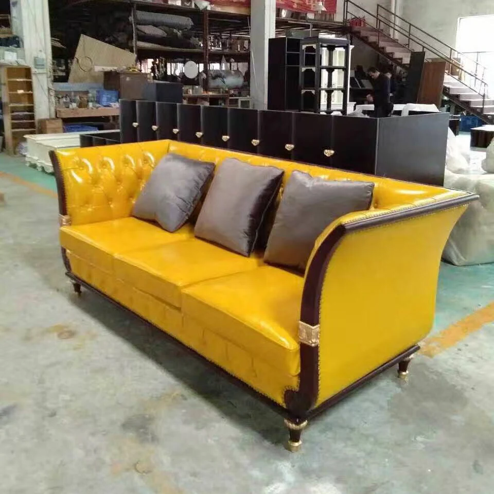 Custom made solid wood hotel lobby new design living room fabric sofa