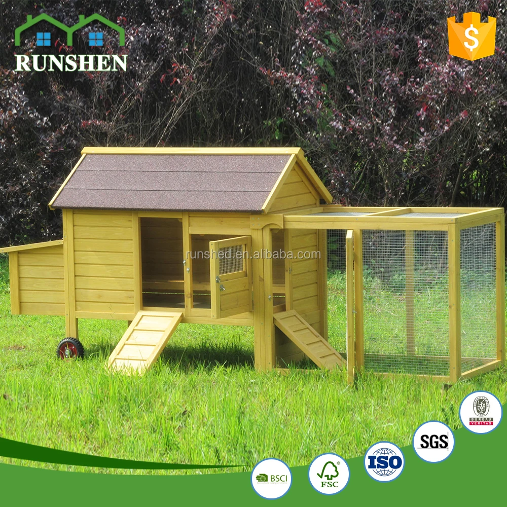 Large Wooden Chicken Coop Yellow Waterproof Pet Hen Cages With Run And Nest Outdoor Chicken Coop For Sale
