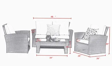 Sofa Set Popular UK Market Small Size Outdoor Furniture Garden Set Modern Outdoor Basic Style Rattan / Wicker Steel Frame