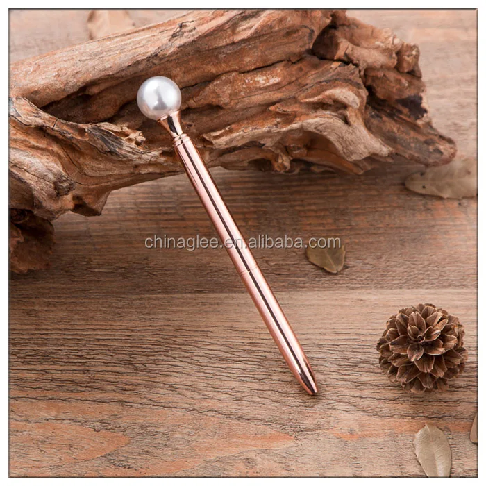 
 Custom luxury rose gold wedding souvenirs gift favors crystal pearl pen  