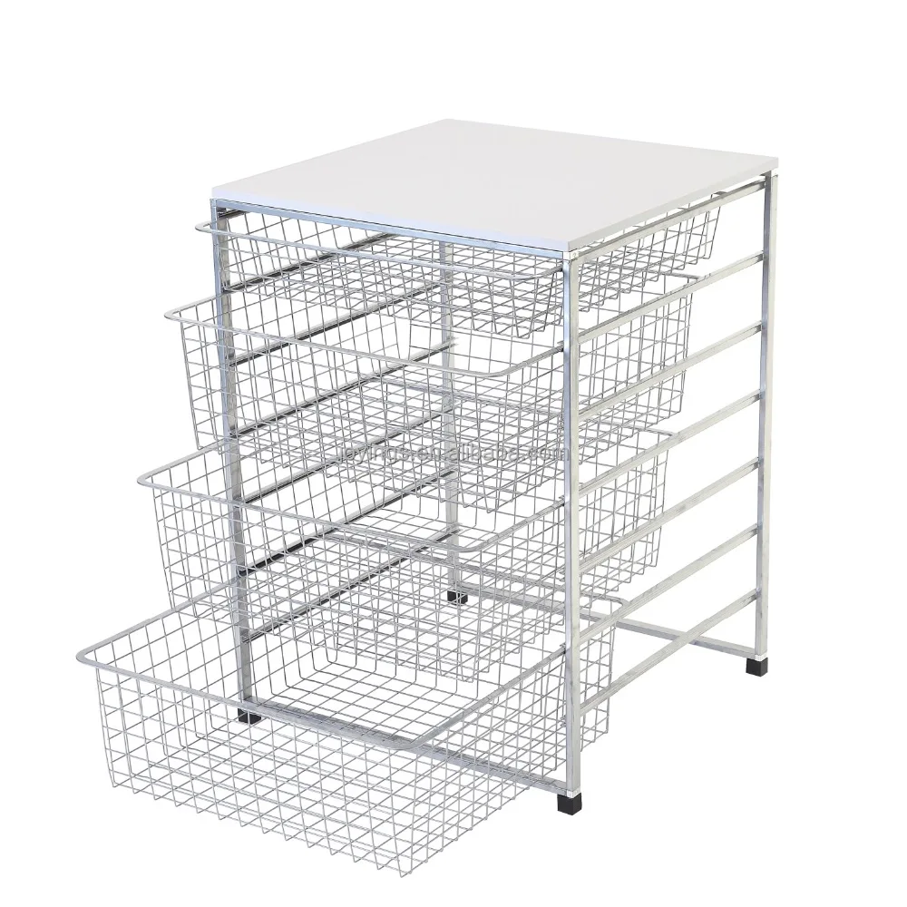 Pull Out Wire Basket Storage Basket Easy to Assemble Combinable Large Metal