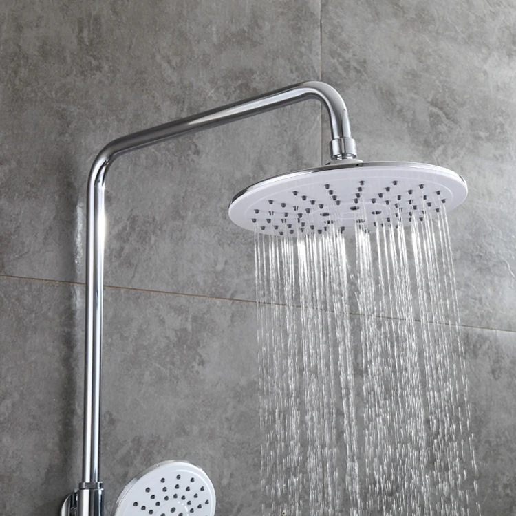 Silver Bathroom Shower Head and Cold Shower Mixer in Wall Mounted Rainfall Shower Set