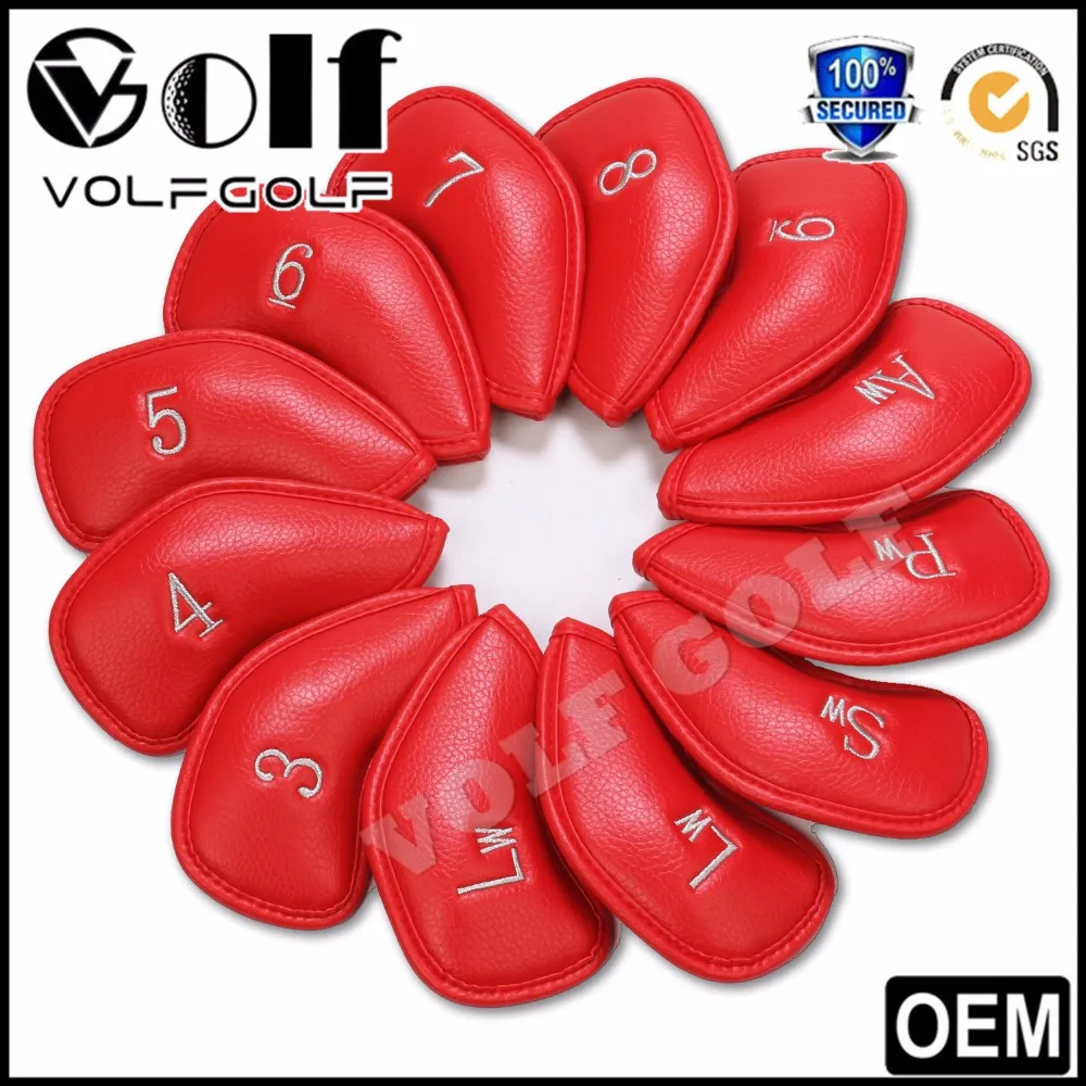 
12pcs/set Red Waterproof PU Leather Golf Iron Headcovers Set Fit Most of Golf Brand TM TL CA Custom LOGO Available Head Cover  (60559510664)
