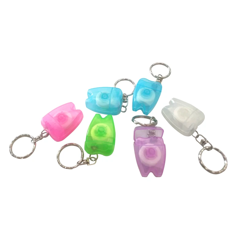 Colorful Tooth Shaped Dental Floss with keychain