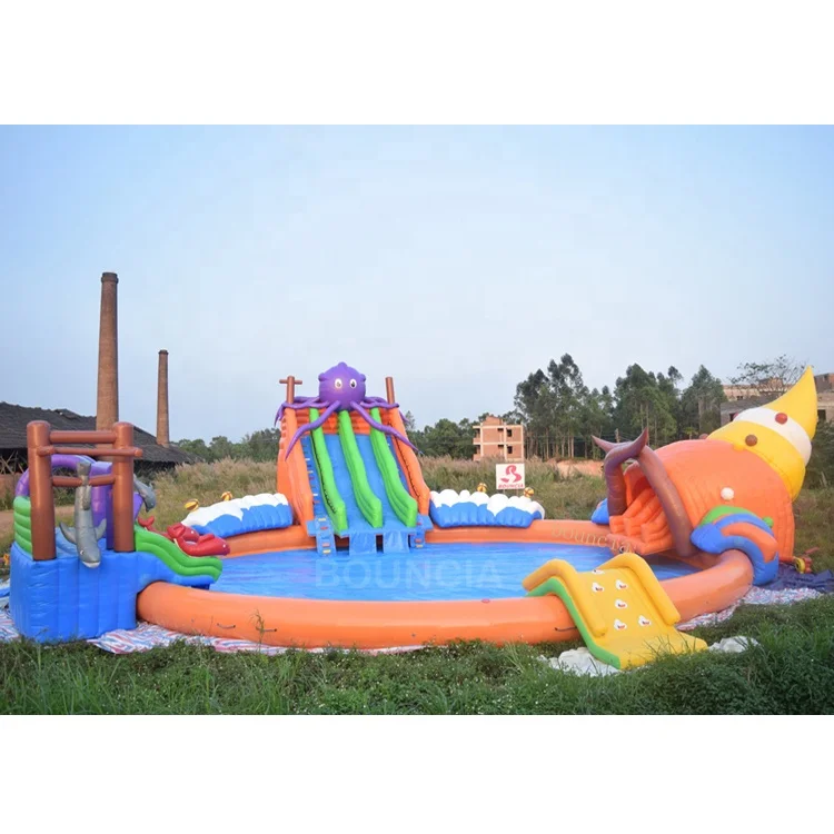 20m Big Portable Inflatable Water Sport Park Slide Pool For Land