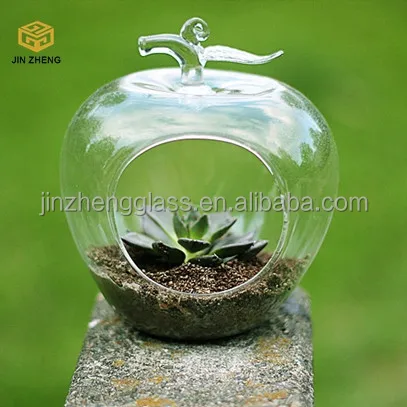 Crystal Glass fruit pear and apple shaped Glass Flower Pot with String for Creative Wedding Decor Flower Pot