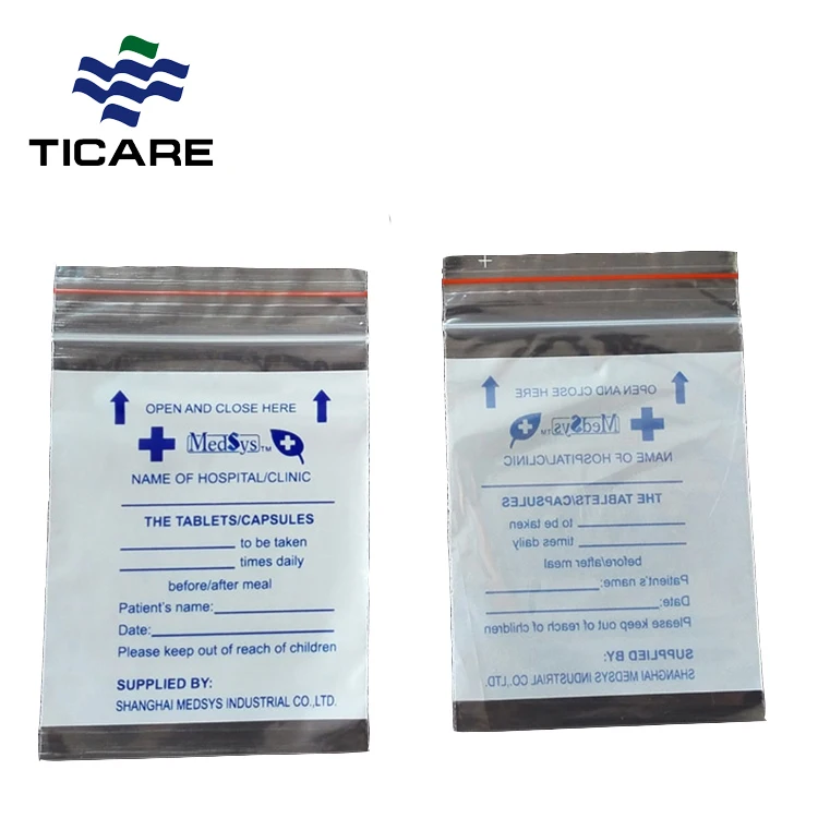 China Custom Medical Recycle Plastic Ziplock Zipper Pill Bags Disposable LDPE Medicine Bag for Drugs Packaging