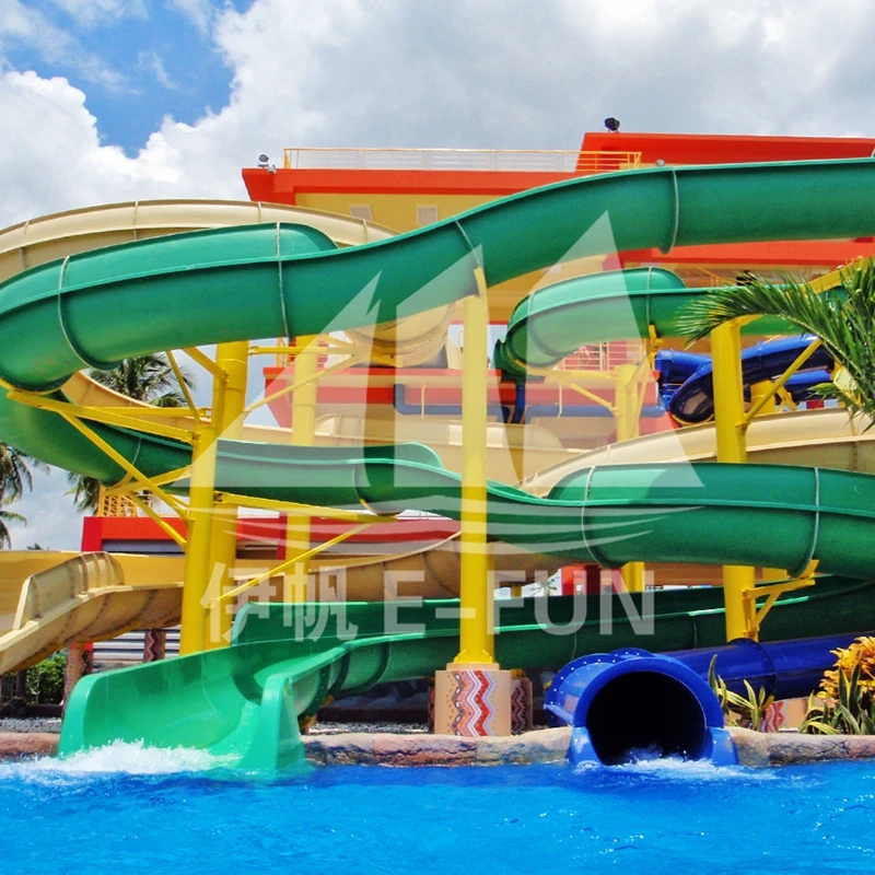 Water Slides 3lines Fiberglass Slide Body: 6-8mm; Flange: 8-10mm Outdoor Equipment Amusement Customer Size 12-18meter Customized