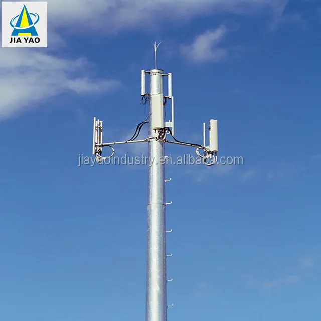 60m galvanized wifi antenna bts signal pole antenna steel 30m monopole tower