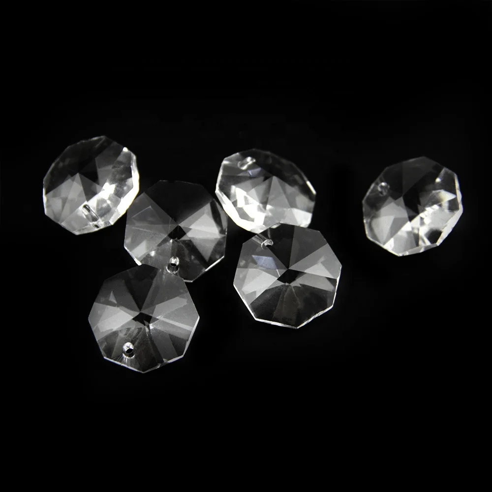 Beautifully 14mm Suncatcher Clear Octagon Faceted Crystal Prism Beads For Chandelier Light Decoration