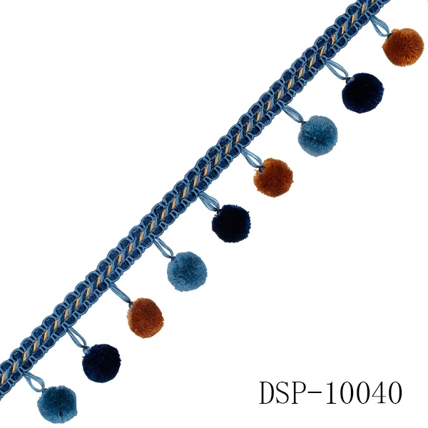 
Stock Decorative Curtain Pom Pom Fringe from Manufacturer 