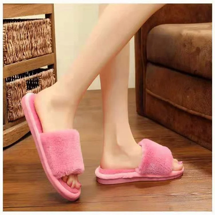 custom logo slide sandals  fur Cheap wholesale shoes women lady flat ladies sandals slippers