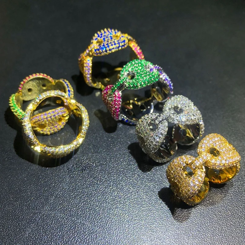 Misterjewelry newest gold gay men rainbow cz ring