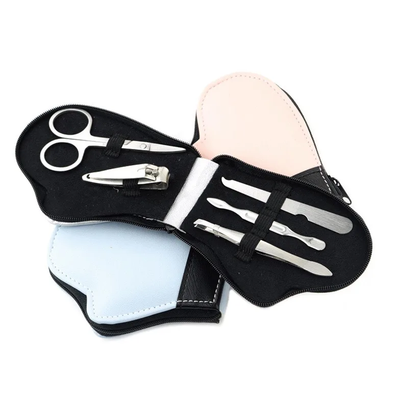 Professional 4 Pcs Grooming Manicure Pedicure Kit include Nail Clipper, Glass Nail File, Scissor &Nose Tweezer Set for Baby Kids