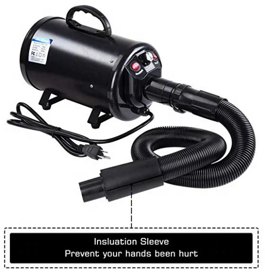 2400W 3.2HP Pet Dog Cat Grooming Hair Force Dryer Quick Blower Heater Electrodeless Speed 4 Nozzles Yellow/Black