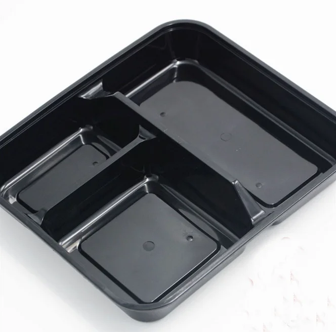 3 compartment disposable plastic bento lunch box with lid