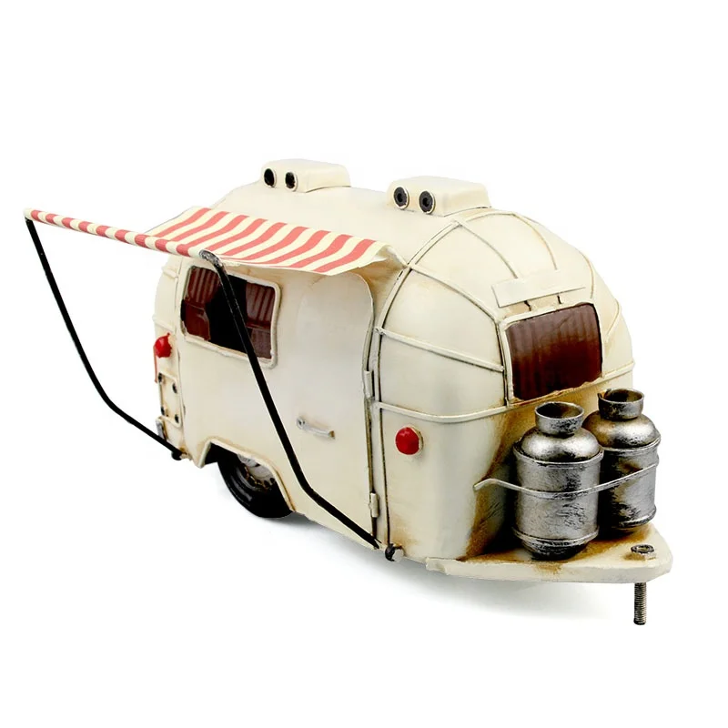 Classic Retro Iron Metal Tin Car Model Decoration Ornaments Home Furnishing Vintage Trailer Nostalgic Gift Decoration Room