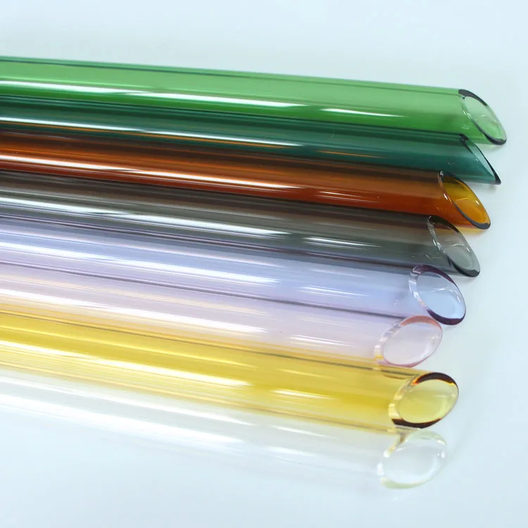 16mm Boba Borosilicate Straight Glass Drinking Straws With Slanted tip