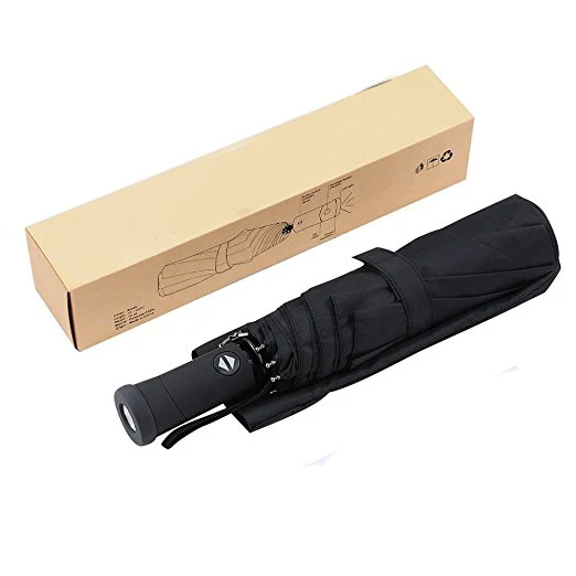 China Supplier Compact Travel Umbrella Windproofwith LED Flashlight Auto Open Close