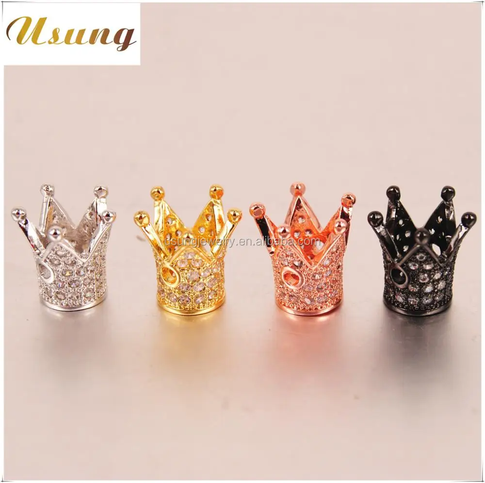 Hot sale Micro Pave Cubic Zirconia Crown Beads Fit Women&Men Bracelet Making