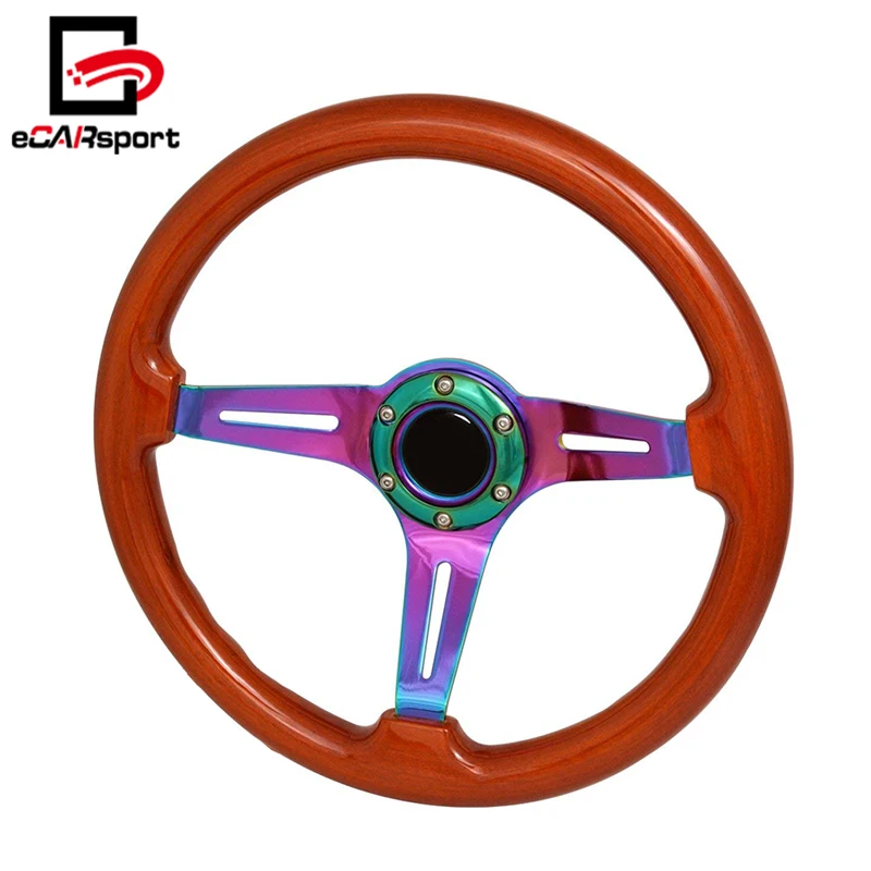 Универсальный 6 болтов 345 мм подряд стиль светлое дерево металлик Neon Chrome гоночный автомобиль Руль
