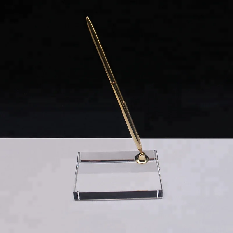 
Factory manufacturing 3D laser engraving crystal pen holder stylish crystal pen holder with clock for gift or table decoration 