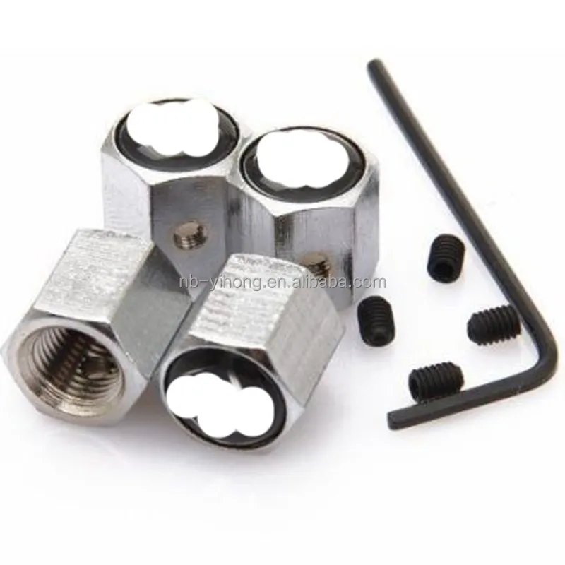 
Anti-theft Chrome Car Wheel Tire Valve Stem Caps with key Set Of 4 pcs 