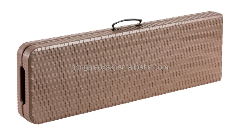 183cm Rattan Folding Bench, 6ft Portable Wicker Bench, Outdoor Plastic Rattan Furniture