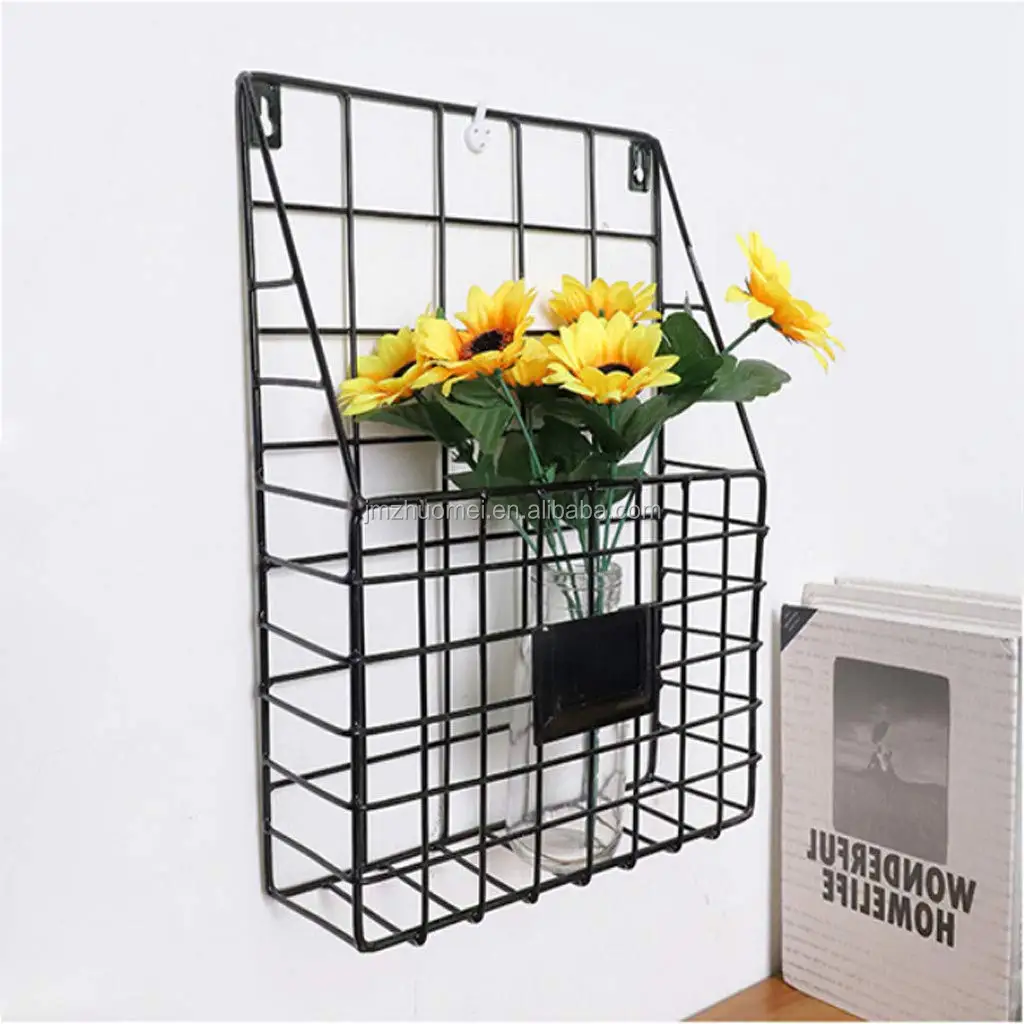 
Magazine Storage Rack Wall Mounted Mesh Metal Newspaper Organizer Display Rack 