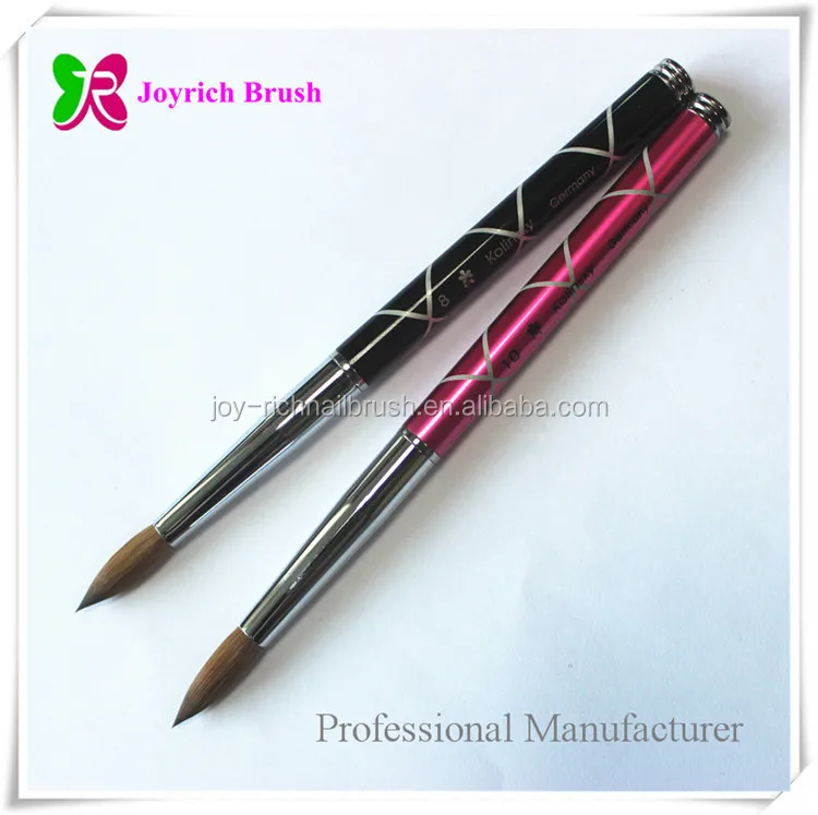 Black metal handle laser line design acrylic kolinsky nail brush manufacturer