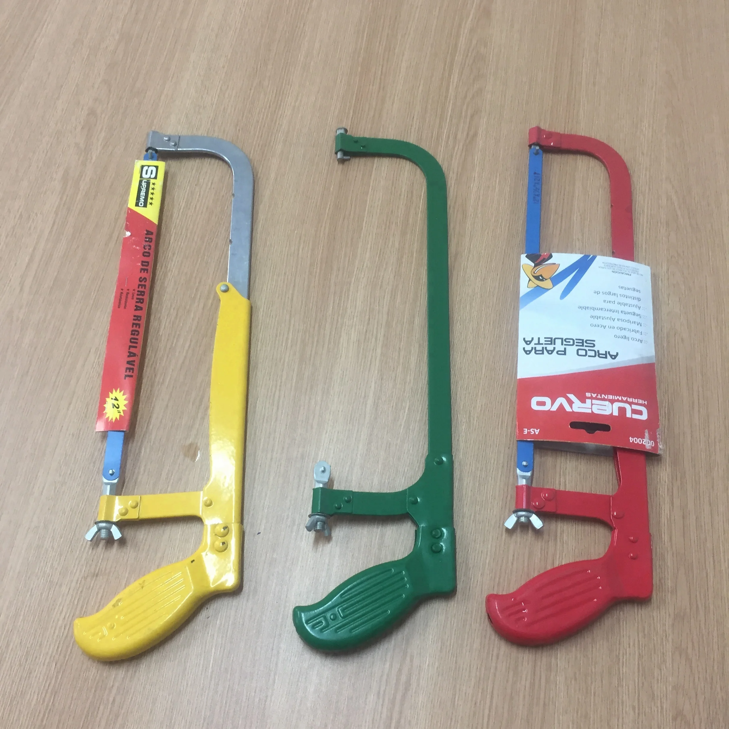 
hacksaw adjustable frame with color sleeve package extrax 2 pcs blade 
