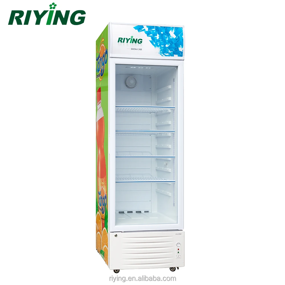 Commercial Single Door Vertical Refrigerator Showcase Fridge for Pepsi Beer with Roll Bond Evaporator