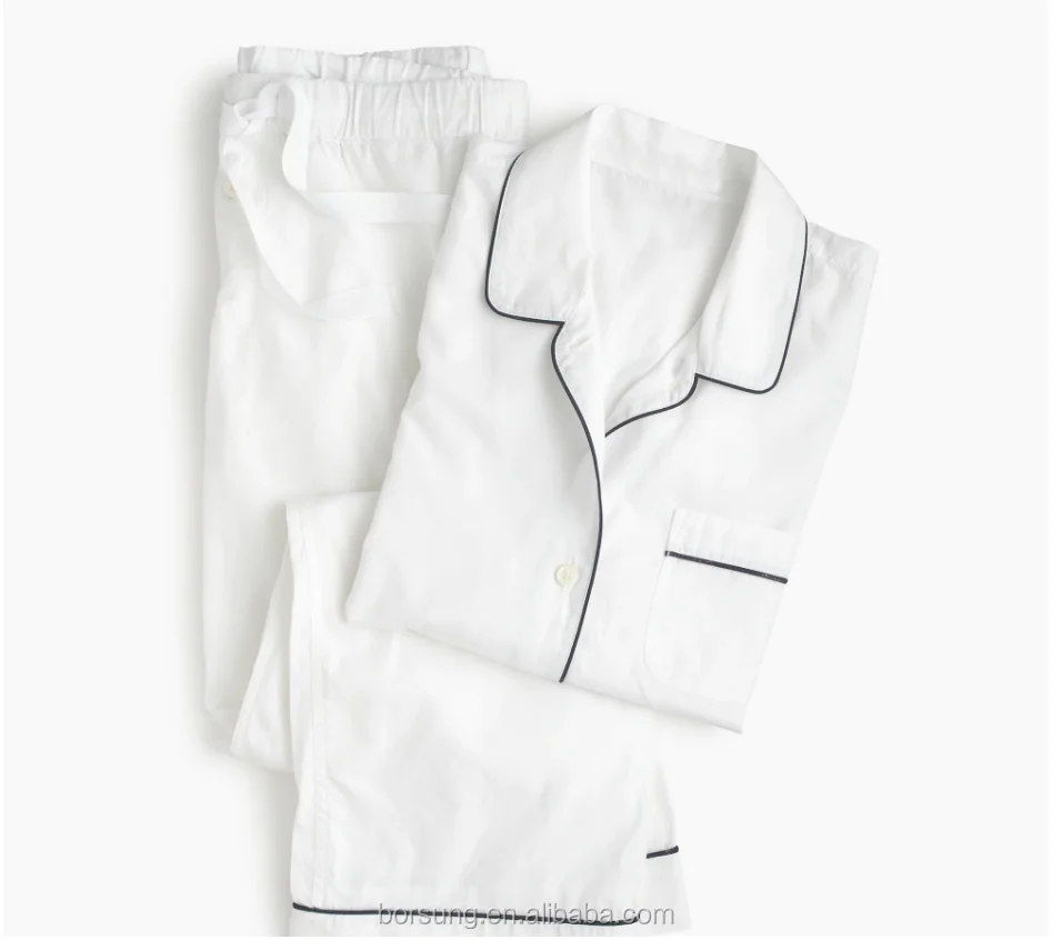 Wholesale Plain White 100% Cotton Custom Photo Pajamas For Women