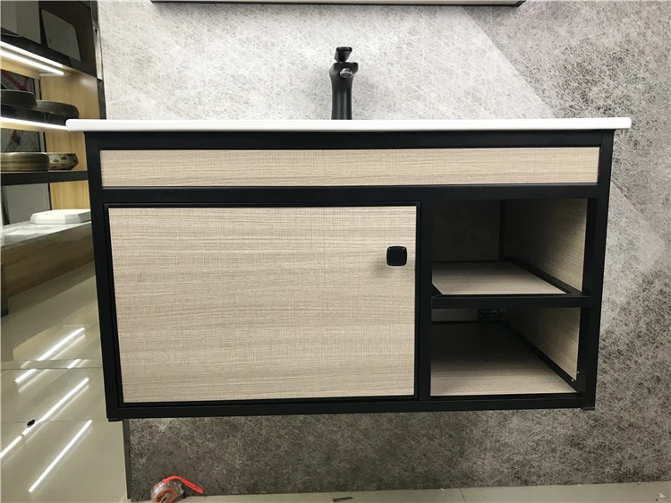 Low price wall mounted aluminum alloy bathroom furniture washroom vanity with mirror cabinet