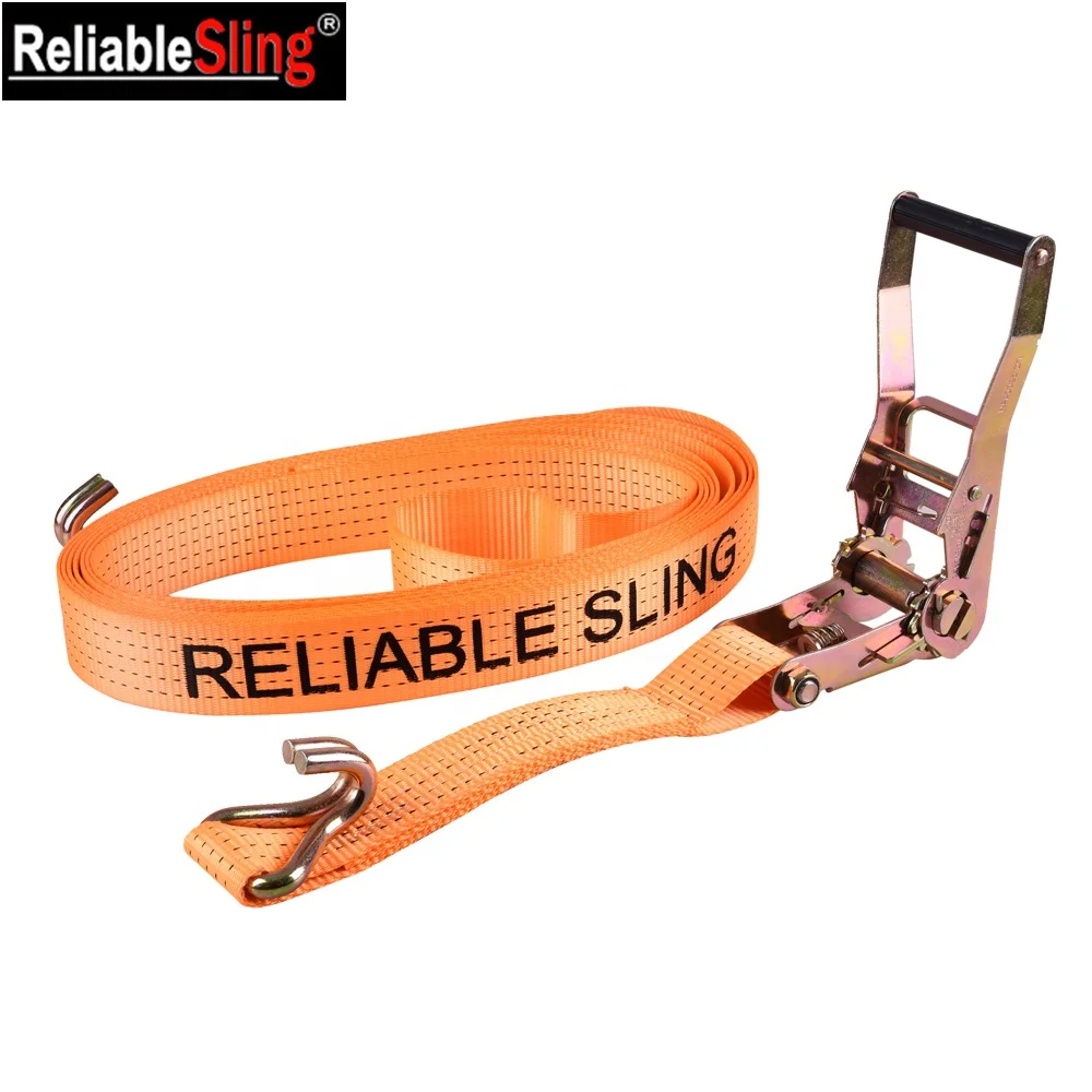 Orange Polyester J Hook Strap Ratchet Lashing for Binding Loads