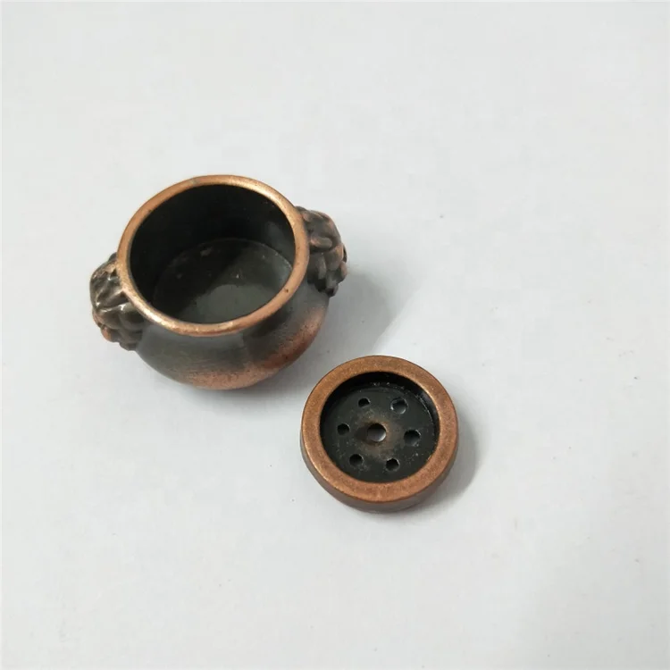 Antique copper carving Lion head incense burner stove meatal animal censer crafts