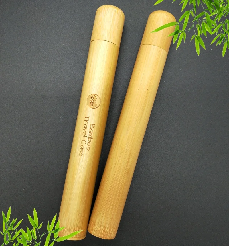 Yangzhou private bamboo travel case portable toothbrush holder box custom logo natural wood wholesale manufacture kids adult