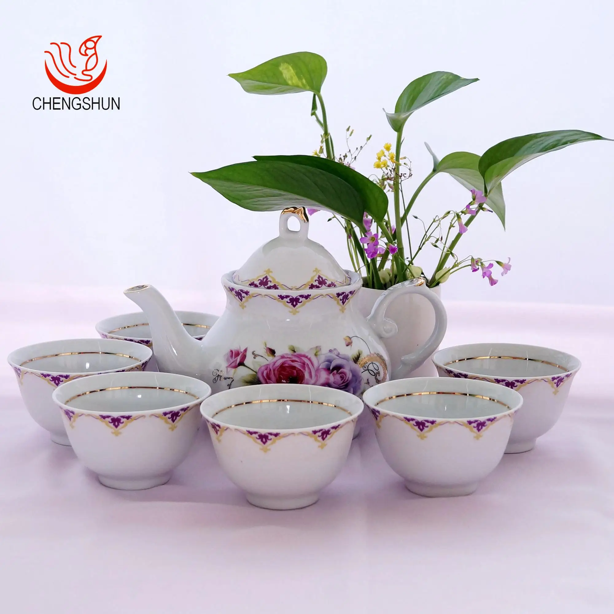 7PC Ceramic Tea Pot With Bowl Set Chinese Tea Cup Set