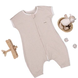 Baby Sleeping Bag 100% Organic Cotton Stripe Short Sleeve Baby Muslin Sleep Sack