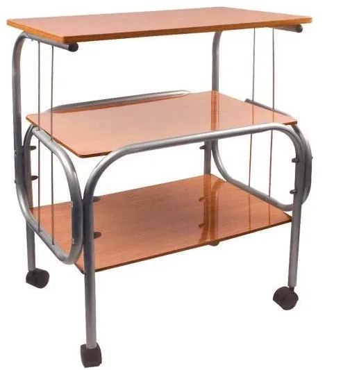 wooden TV stand metal tube TV trolley with wheels