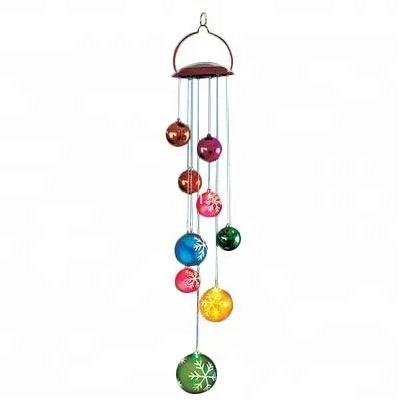 Витражный шар на солнечной батарее, подвесной дисплей с колокольчиками, сувениры для украшения дома