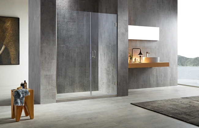 Hotel stainless steel hinge 10 mm frameless bath screen clear tempered glass bathroom swing shower door