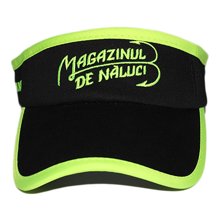 Custom embroidered sports plain black long bill large sun visor cap