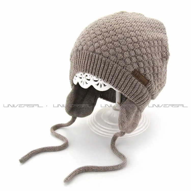 Лидер продаж Удобные уха Бесплатная жаккардовые теплые мягкие крючком шапочка шляпа для ребенка